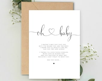 Oh Baby Hello Poem Pregnancy Announcement A5 Card with envelope, Family, Pregnancy Announcement, Pregnancy Reveal, Friends, Christmas Card,