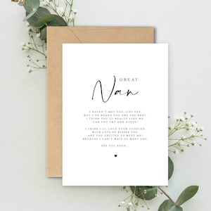 Great NAN to be Poem Pregnancy Announcement A5 Card avec enveloppe, Pregnancy Reveal, Great Nan to be, Grandparent to be Reveal Card