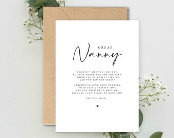 GREAT Nanny to be Poem Pregnancy Announcement A5 Card with envelope, Pregnancy Reveal, Great Nanny to be, Grandparent to be Reveal Card