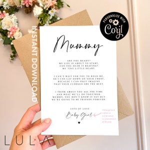 EDITABLE Mamá para ser Poema Tarjeta de anuncio de embarazo de Bump, Descarga digital Mamá para ser Tarjeta, Descarga instantánea Embarazo Revelar Bump