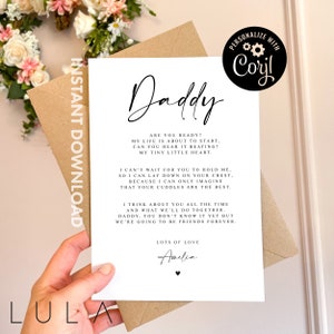 EDITIERBARE „Daddy to be“-Gedicht-Schwangerschaftsankündigungskarte von Bump, digitaler Download „Daddy to be“-Karte, sofortiger Download der Schwangerschaftsanzeige von Bump