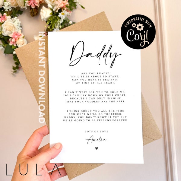 EDITABLE Daddy to be Poem Pregnancy Announcement Card from Bump, Digital Download Daddy to be Card, Instant Download Pregnancy Reveal Bump