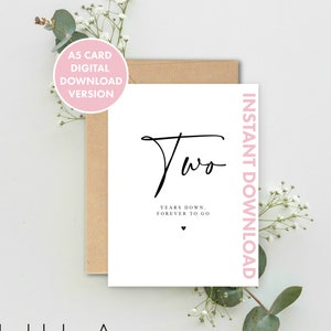 Dos años abajo, Forever to go A5 Tarjeta con sobre, Tarjeta de San Valentín, Tarjeta de aniversario de dos años, Regalo de San Valentín, Aniversario de dos años