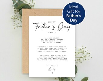 Happy Fathers Day Daddy to be Poem Pregnancy Announcement A5 Card with envelope, Father's Day Card, Pregnancy Reveal, Daddy to be love Bump