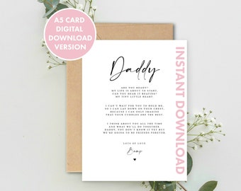 DIGITAL DOWNLOAD Daddy to be Poem Pregnancy Announcement Greeting Card PRINTABLE, Fathers Day Card, Pregnancy Reveal, Daddy to be from bump