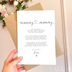 Mama und Mama Schwangerschaft Gedicht A5 Karte mit Umschlag, Baby Shower Karte für gleichgeschlechtliche Eltern zur Karte Love Bump Eltern zur Karte