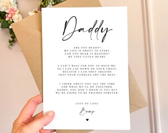 Daddy to be Poem Pregnancy Announcement, Dad Birthday A5 Card with envelope, Father's Day Card, Pregnancy Reveal, Daddy to be, To Daddy bump