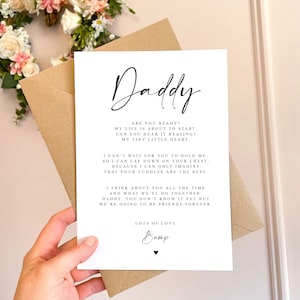 Daddy to be Gedicht Schwangerschaftansage, Papa Geburtstag A5 Karte mit Umschlag, Vatertagskarte, Schwangerschaft enthüllen, Daddy zu sein, für Daddybauch