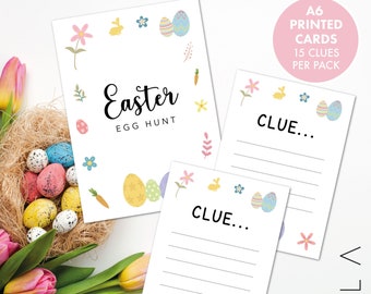 A6 Printed Easter egg hunt clue cards, Easter treasure hunt cards, 15 Easter Egg Hunt Clue Cards, Easter game idea, gift idea for easter