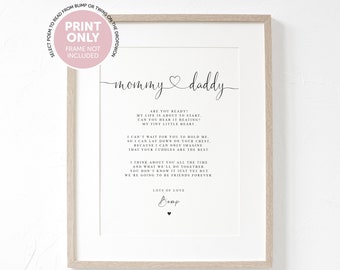 Mommy and Daddy to be Poem from Bump or Twins A4 A5 PRINT, New Parents to be Christmas Gift, Pregnancy Announcement, Mommy and Daddy to be