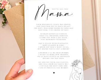 You've got this Mama A5 Card with envelope, End of Maternity Leave Card, New Mum Back to work, Card for Mum going back to work after a Baby