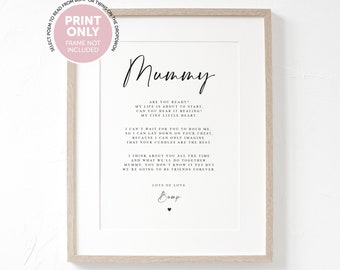 Mummy to be Poem from Bump UNFRAMED A4 A5 PRINT Mum to be Mothers Day, Pregnancy Announcement, Mum, Bump to Mummy, Mummy to be Gift, New Mum