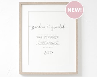 GRANDMA and GRANDAD Hello Poem from Bump A4 or A5 PRINT, Pregnancy Announcement, Poem from Bump Christmas Gift, Grandparents to be