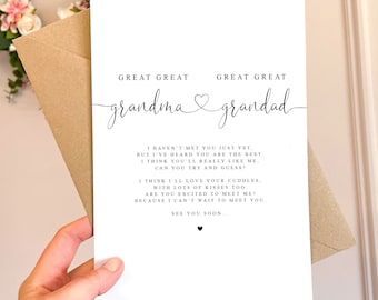 Arrière-arrière-arrière-grand-mère grand-père poème faire-part de grossesse A5 avec enveloppe, faire-part de grossesse, arrière-arrière-grands-parents
