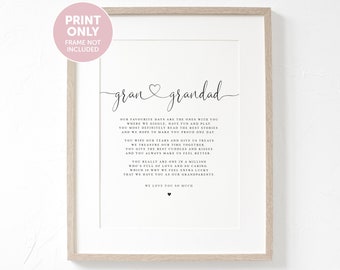 Gran and Grandad Poem A4 or A5 PRINT, Gran and Grandad Gift, Grandparent Poem, Gift for Grandparents, Grandparent Christmas Gift, Gran
