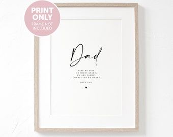 A4 A5 PRINT DAD Side by Side or miles apart, We are family connected by heart, Christmas gift, Gift to Dad, Missing Dad Gift