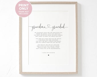 NANA and Grandad Poem A4 or A5 PRINT Nana and Grandad Gift 