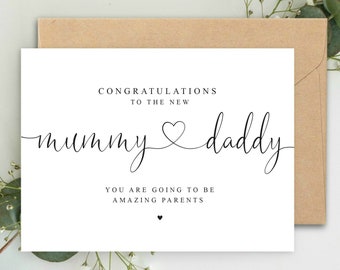 Congratulations to the new Parents Mummy Daddy A5 Greeting Card with envelope New Baby Card, New Baby Arrival Card, New Parents card Mum Dad