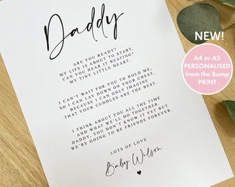 PERSONALISED Daddy to be Poem from Bump Twins A4 A5 UNFRAMED PRINT New Dad Birthday Gift, Fathers Day Gift, Pregnancy Announcement from Bump