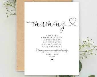 Mummy to be This Year I am snuggled up in your Tummy, Mum Birthday Mummy Valentines Christmas A5 Card with envelope, Mummy to be Bump Card