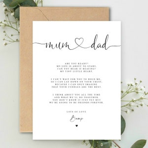NOUVEAU - Carte-cadeau de poème de grossesse de maman et papa A5 avec enveloppe, carte de douche de bébé, carte de parents à être, carte de nouveau bébé, carte de grossesse