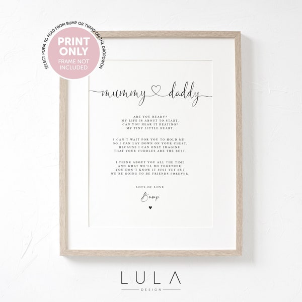 Mummy and Daddy to be Poem from Bump or Twins A4 A5 PRINT, New Parents to be Christmas Gift, Pregnancy Announcement, Mummy and Daddy to be