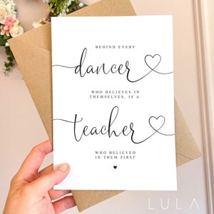 CARTE A5 Derrière chaque danseur qui croit en lui-même, il y a un enseignant qui a cru en lui le premier, enveloppe pour carte de remerciement enseignant à la fin de l'année