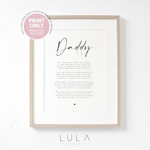 Daddy Poem A4 or A5 PRINT- Fathers Day Gift, Daddy Birthday Gift, A poem for Daddy, Fathers Day Gift for Daddy from Child Children, Dad Gift