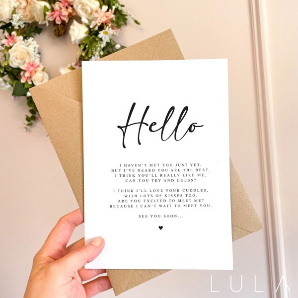 Hello Poem Pregnancy Announcement A5 Card with envelope, Family, Pregnancy Announcement, Pregnancy Reveal, Friends, Christmas Card,