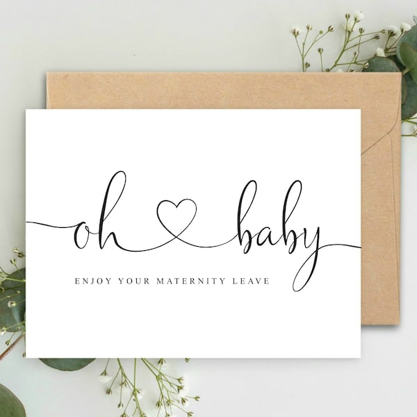 Oh Baby! Enjoy your Maternity leave A5 Card with envelope, New Mum Card, Maternity Leave Card, Mum to be Card, Work Maternity Leave Card