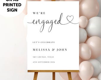 PERSONALISED A1 A2 or A3 Black and White Bow Welcome to our Engagement PRINTED Welcome Sign or DIGITAL download Elegant minimal sign decor