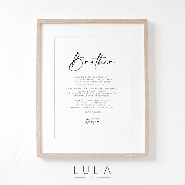 Big Brother to be Poem from Bump A4 or A5 PRINT, Sibling Gift, Pregnancy Announcement, Brother, Bump to Brother, Brother to be Gift