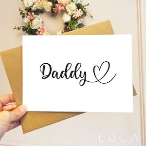 Einfache Minimalistische Daddy Typografie A5 Grußkarte mit Kraftpapier Umschlag Daddy Birthday Announcement Daddy Weihnachtskarte Vatertagskarte
