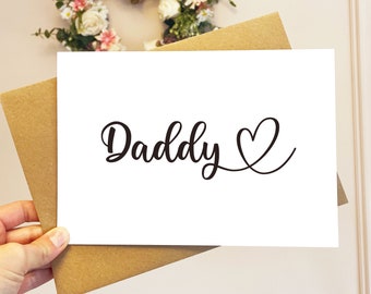 Simple Minimalistic Daddy Typography A5 Greeting Card with Kraft Envelope Daddy Birthday Announcement Daddy Christmas Card Father's Day Card