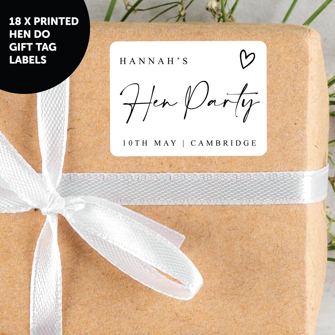 PERSONALISED 18 X Hen Do Hen Party Present Gift Sticker, Minimalistic ...