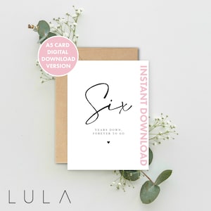 Zes jaar later, Forever to go A5-kaart met envelop, Valentijnsdagkaart, Zesjarig jubileumkaart, Valentijnsdagcadeau, Zesde verjaardag