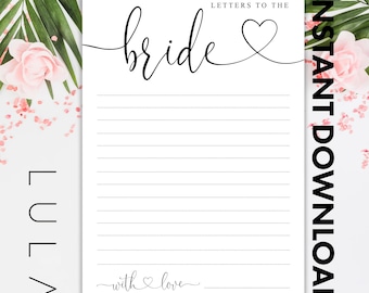 A5 INSTANT DOWNLOAD Letters to the Bride, Bride to Be letter, Funny Games Night in out Weekend Away Bachelorette Hen Game Bride Game