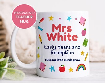 Personalised Teacher and Class Name Printed Mug, Thank you Teacher Gift, Gift for Teacher, End of Term Gift, Personalised Teacher Gift