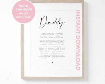 Daddy Poem from Child Digital Download ONLY - Fathers Day Gift, Gift for Dad, Dad Birthday Gift, A poem for Dad from child, Fathers Day Gift