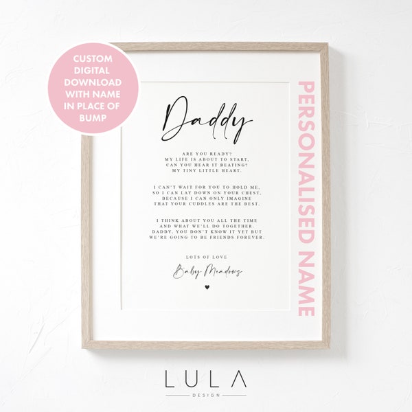 PERSONALISED Daddy to be Poem from Bump DIGITAL DOWNLOAD, Fathers Day, Daddy to be Gift, New Daddy to be Gift, Pregnancy Announcement