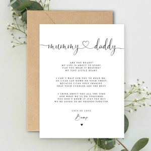Mummy and Daddy to be Pregnancy Poem A5 Card with envelope, Baby Shower Card for Parents to be Card Mum and Dad Love Bump Parents to be Card image 3