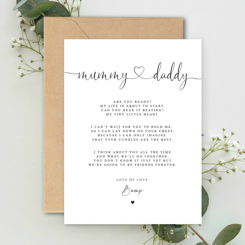 Mummy and Daddy to be Pregnancy Poem A5 Card with envelope, Baby Shower Card for Parents to be Card Mum and Dad Love Bump Parents to be Card image 3