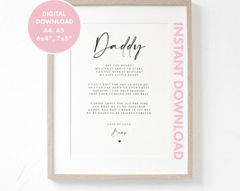 Daddy to be Poem from Bump DIGITAL DOWNLOAD, A4, A5, 6x4, 7x5 Fathers Day, Daddy to be Gift, New Dad to be Gift, Pregnancy Announcement