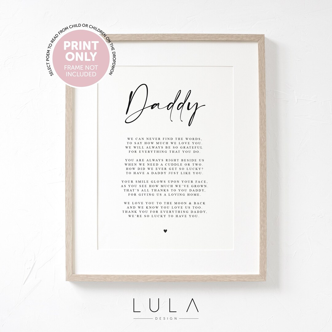 Daddy Poem A4 or A5 PRINT- Fathers Day Gift, Daddy Birthday Gift, A ...
