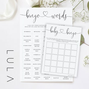 Jeu de baby shower, cartes A5 imprimées baby BINGO, idée de jeu de fête A5, cartes A5 imprimées baby shower, jeu de rôle maman, mots de bingo baby shower