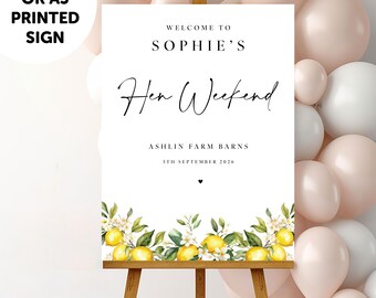 PERSONALISED A1 A2 or A3 Black and White Hen do PRINTED Welcome Sign or DIGITAL download Elegant Hen Do Welcome Sign hen do signage decor
