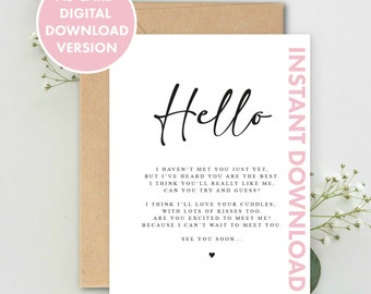 DIGITAL DOWNLOAD Hello Poem Pregnancy Announcement A5 Card Printable, Family, Print at home Pregnancy Announcement Card, Pregnancy Reveal