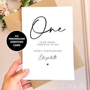 PERSONALISED One year Down, Forever to go A5 Card with envelope Valentines Card One Year Anniversary Card Valentines Gift 1 year Anniversary