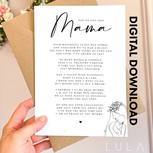 INSTANT DOWNLOAD You've got this Mama A5-kaart Einde zwangerschapsverlofkaart Nieuwe moeder weer aan het werk, kaart voor moeder die weer aan het werk gaat na een baby
