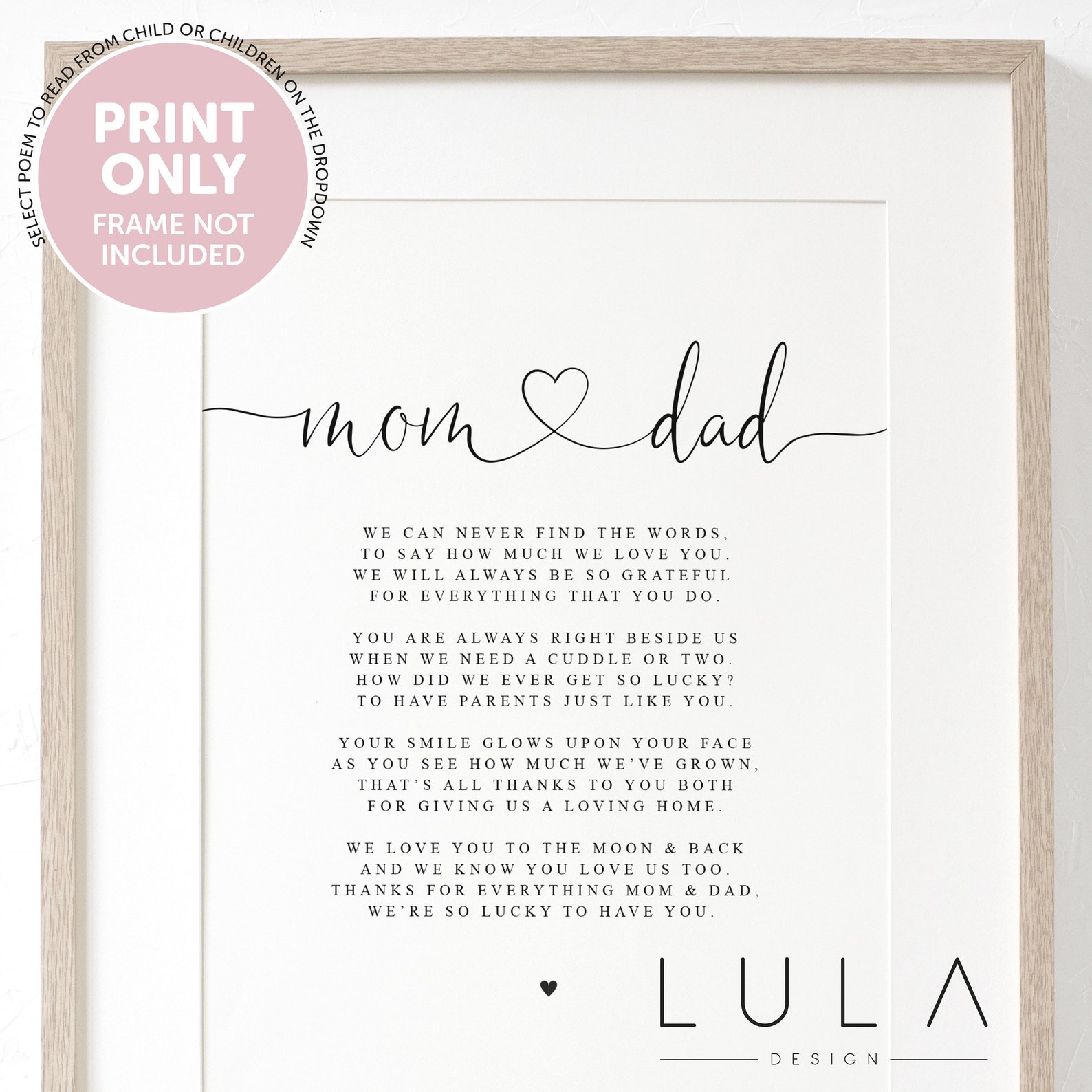 Mom and Dad Poem A4 or A5 PRINT - Gift Mom and Dad, Gift for Parents ...